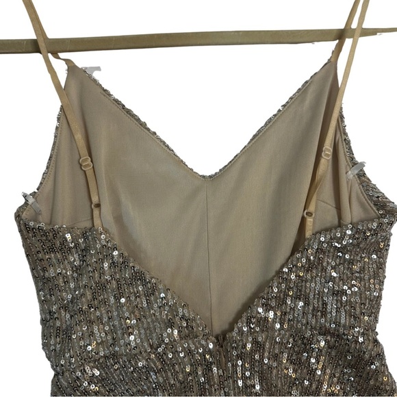 Lulus XS Gold Sequin Fit & Flare Mini Dress Sparkly Party Cocktail - Picture 4 of 16